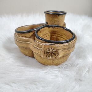 Handmade Studio Art Pottery Condiment Server Fuddling